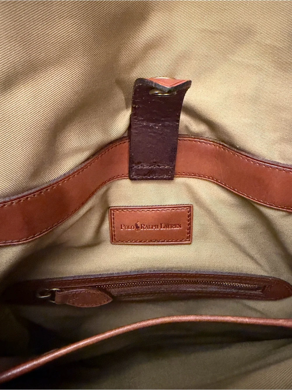 Polo Ralph Lauren Vintage Canvas Leather Trimmed Crossbody Messenger Bag
